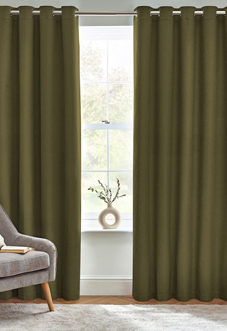 Dawn (Blackout) Eyelet, Olive - Ready Made Curtains